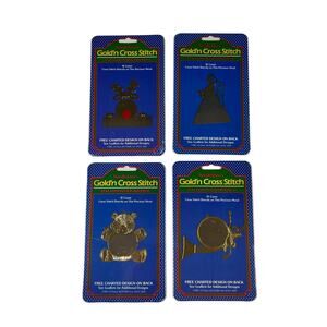 NEEDLEFORM Goldn Cross Stitch 24kt Gold Plated Ornament Lot of 4 Craft Kits NEW